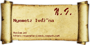 Nyemetz Ivána névjegykártya